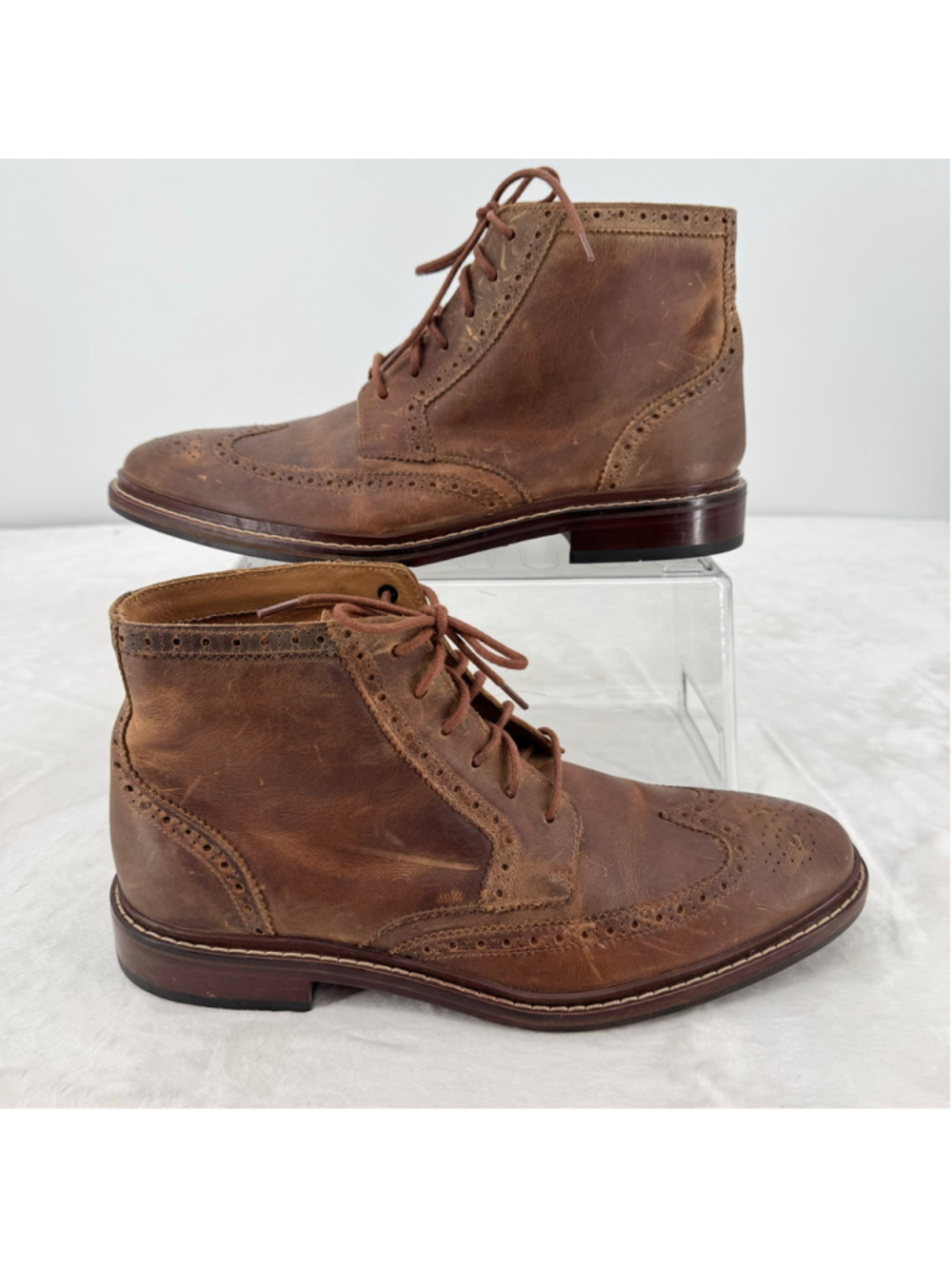 Cole Haan Williams Wingtip Chukka Ankle Boots Oxford Distressed Brown Leather
